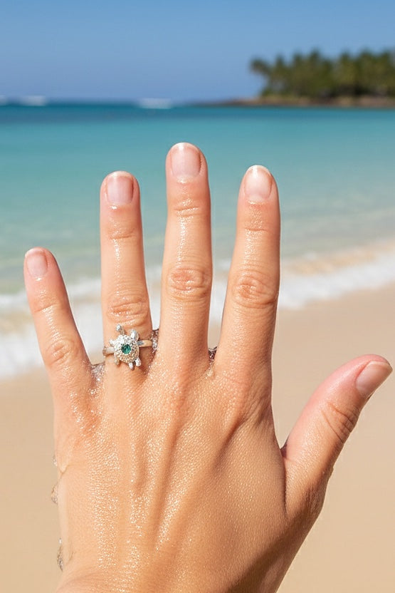 Anillo "Tortuga Marina" con cristal
