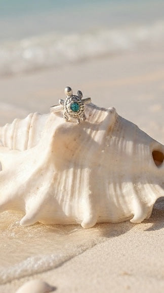 Anillo "Tortuga Marina" con cristal