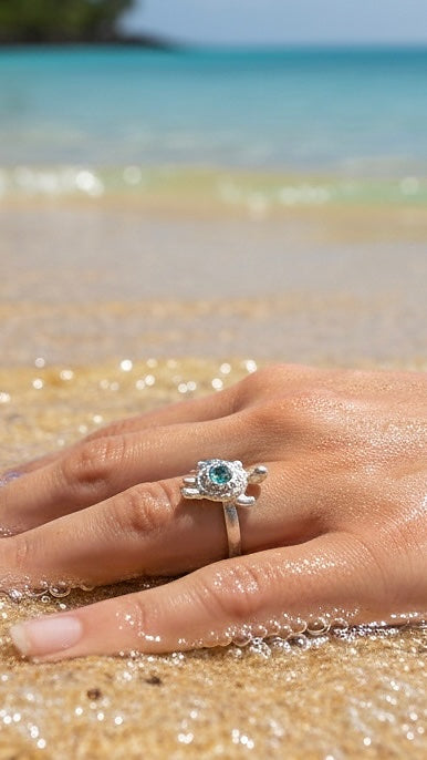 Anillo "Tortuga Marina" con cristal